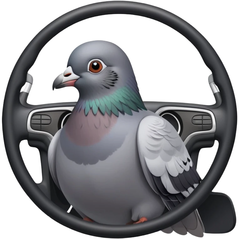 pigeon parking a car, bird using steering wheel and parking emoji