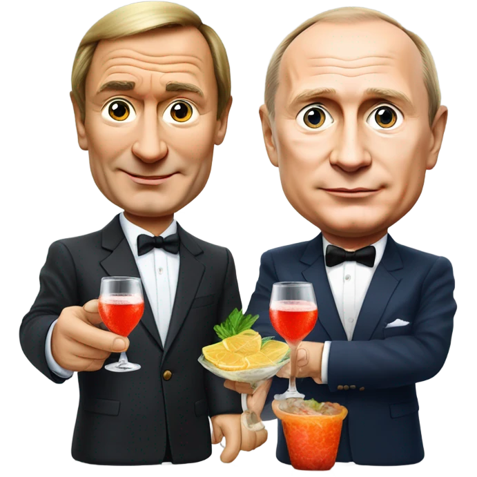 Vladimir Putin and Gerhard Schröder with shrimp cocktail  emoji