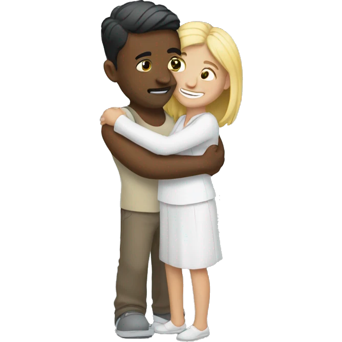 White man and women hug  emoji