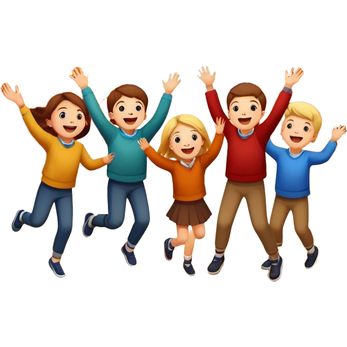 group of kids playing and tossing leaves in the air, autumn background emoji