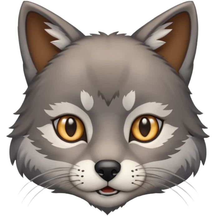 Cat and wolf mix with small slim eyes emoji