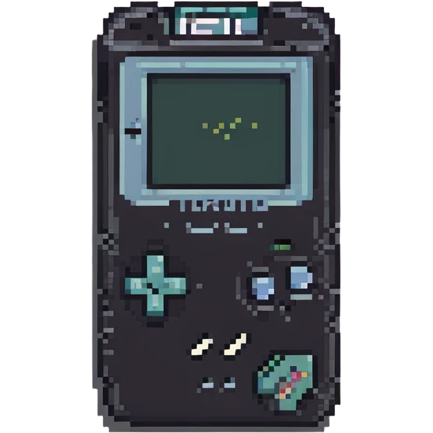 GameBoy, pixel art style, 8-bit look, visible pixels, simple shading, nostalgic feel, easily recognizable as a GameBoy emoji