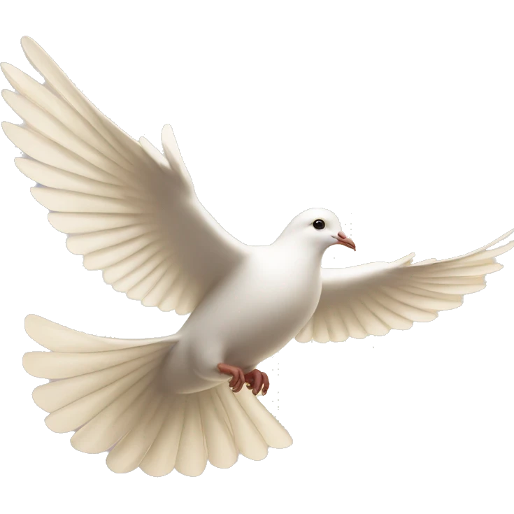 Flying white dove in golden light  emoji