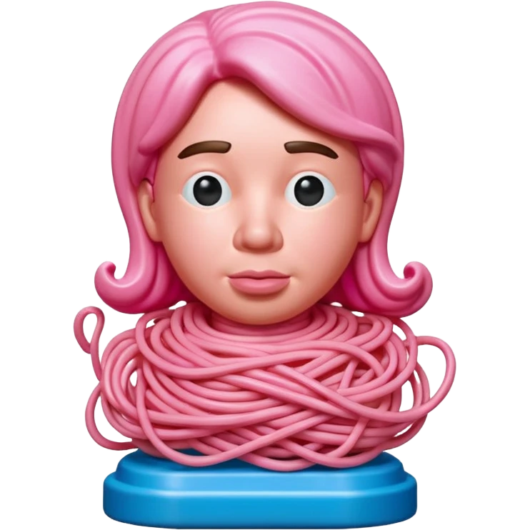 Jeff Koons style pink spam spaghetti art bust sculpture  emoji