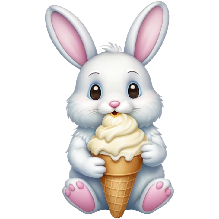 Easter bunny eating ice cream cone emoji