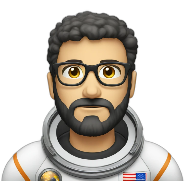 Loser caucasian astronaut with black beard and white glasses emoji