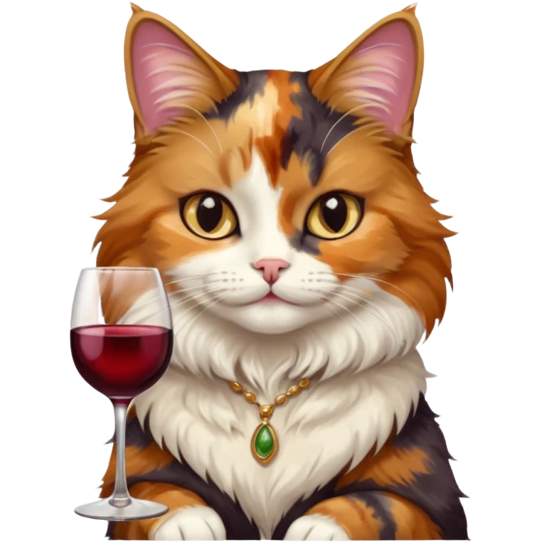 Fancy cat with a cup of wine emoji