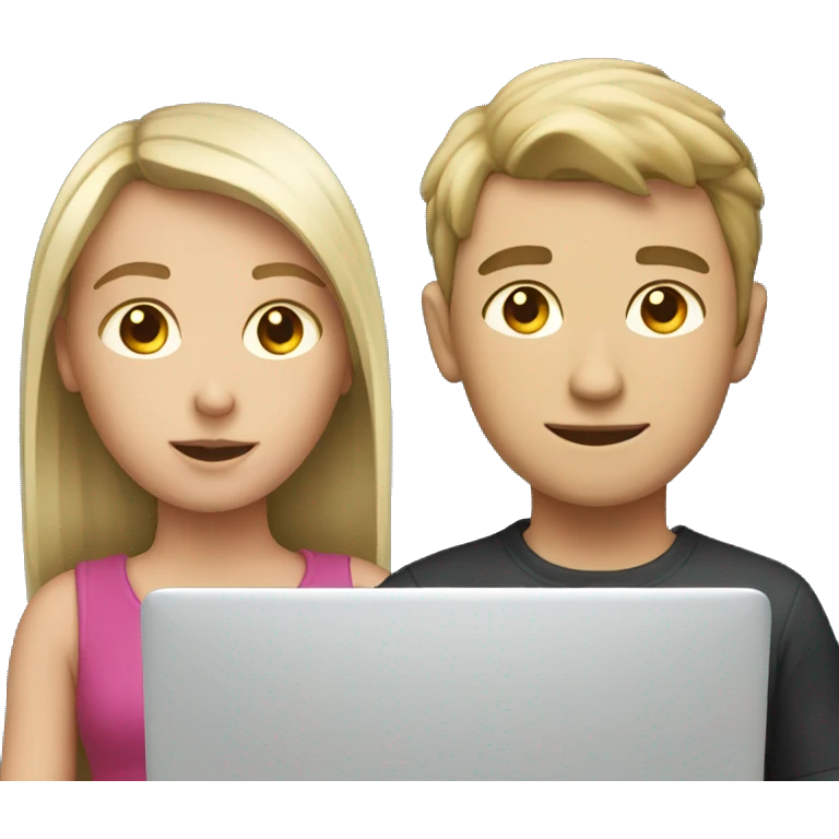 white boy and girl behind laptop emoji