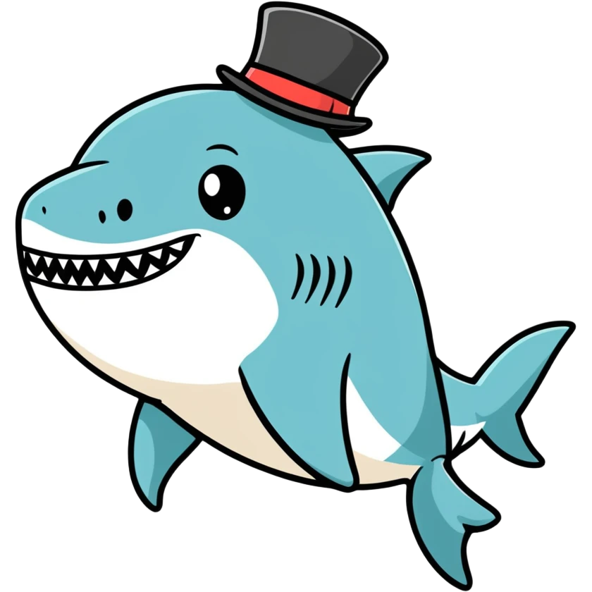 Shark with a top hat emoji