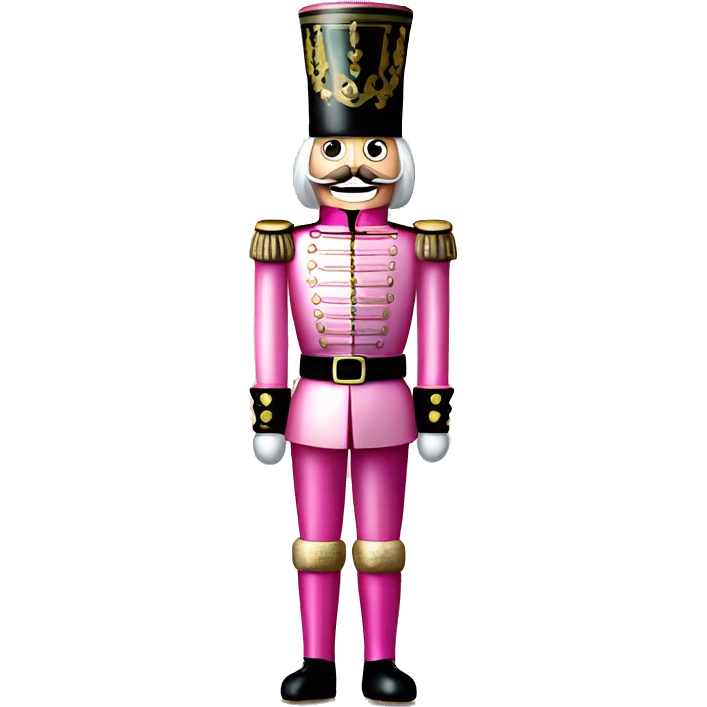 Realistic full body pink metallic and pearlescent christmas nutcracker soldier  emoji