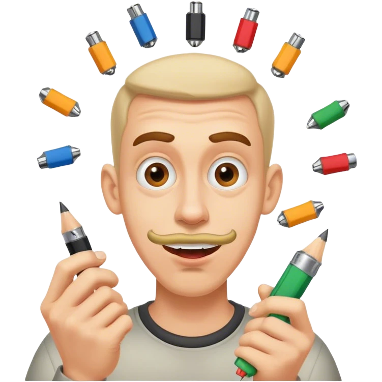 Can you craft me an emoji of a kind of goofy looking guy that is juggling with pencil sharpeners emoji