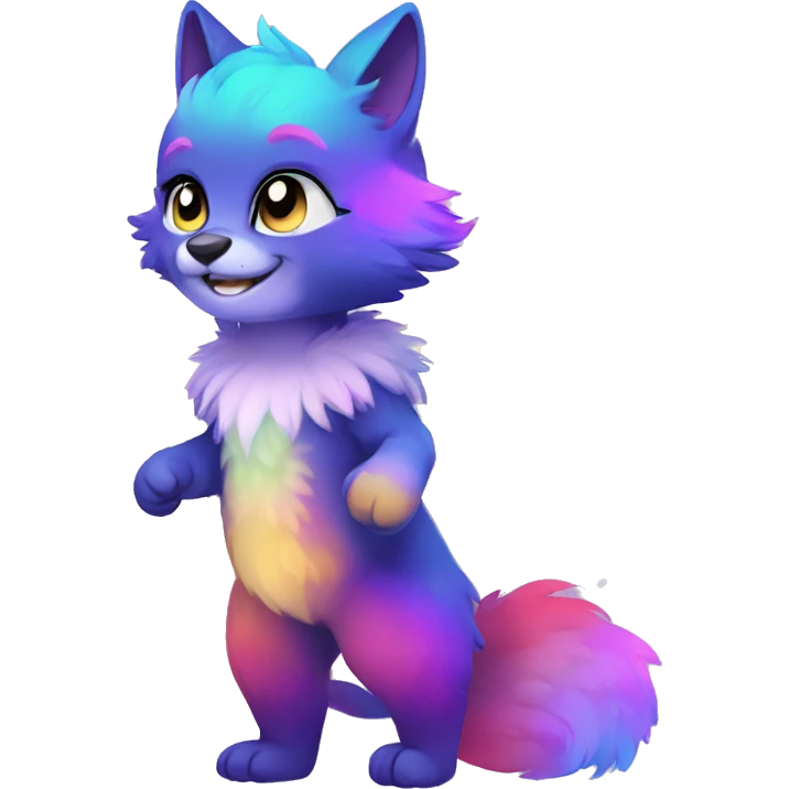 Colorful gradient-Sparkle-nebula-fursona anthropomorphic furry full body emoji