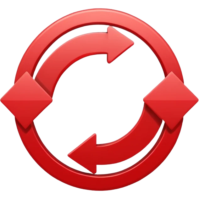 Prompt 15: "Is your backup plan."
Graphic: 🔄 Refresh/loop arrows icon (white with red highlights).
Animation: Arrows rotate smoothly.
Background: Transparent. emoji