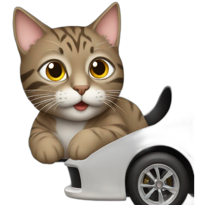 Cat drinking a race car emoji