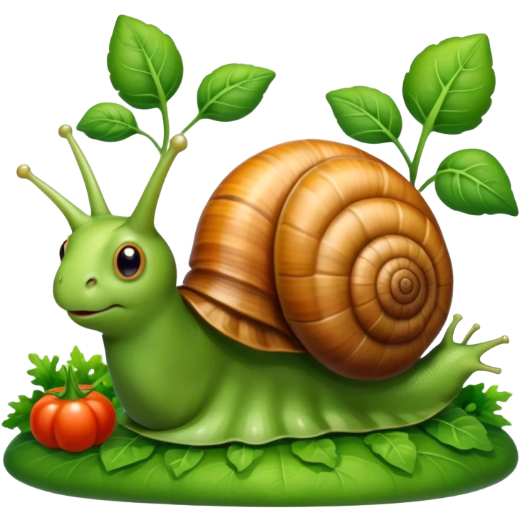 Snail in a garden full of vegetables  emoji