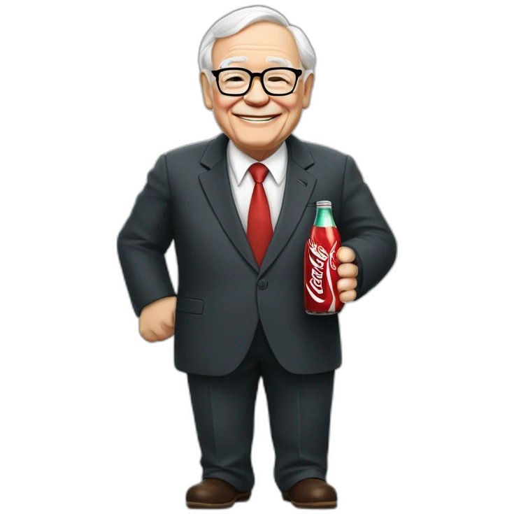 Warren buffet with a bottle of coca cola in the hand emoji