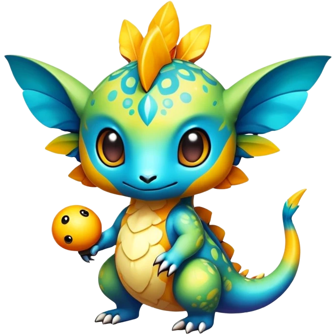 Exotic colorful chibi Fakémon-creature with random markings emoji