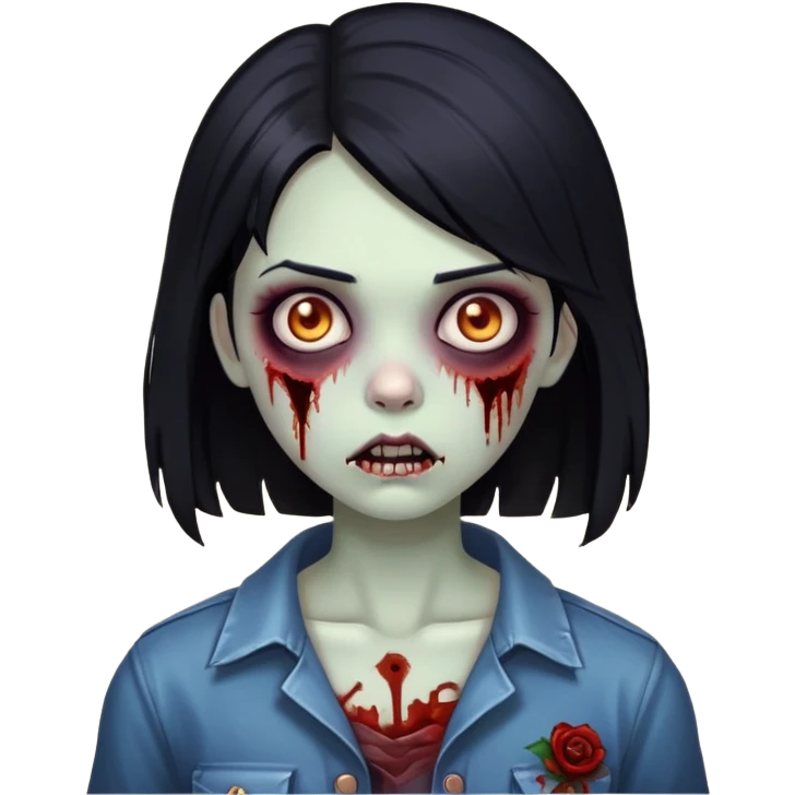 zombie girl with black hair emoji