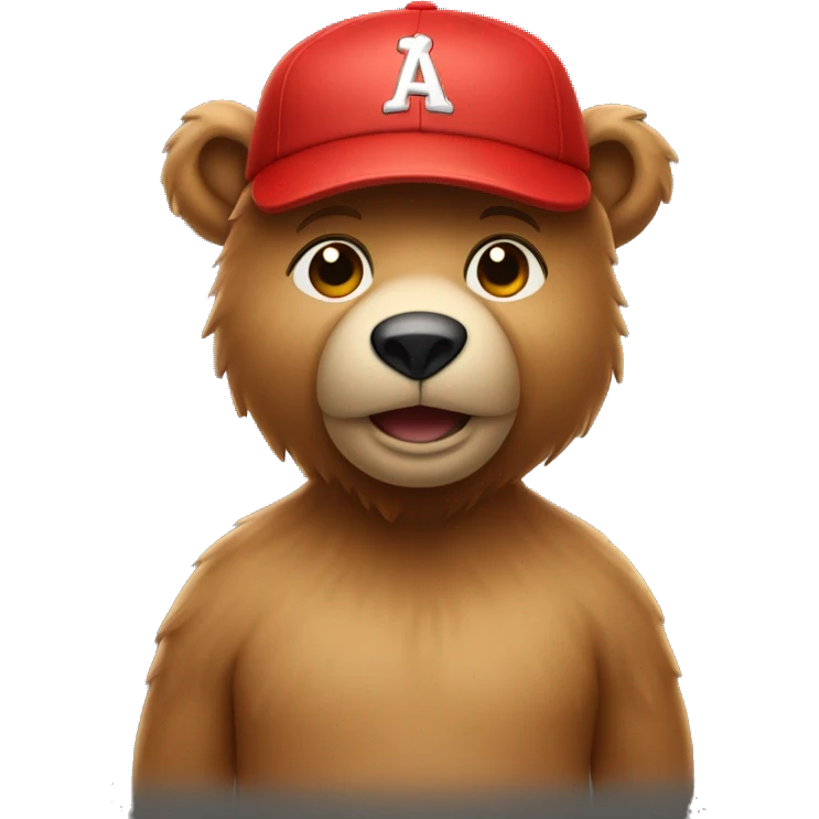 light brown bear in full red baseball cap  emoji