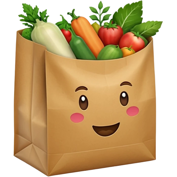 sac kraft marron ouvert avec des légumes et des fruits dedans  emoji