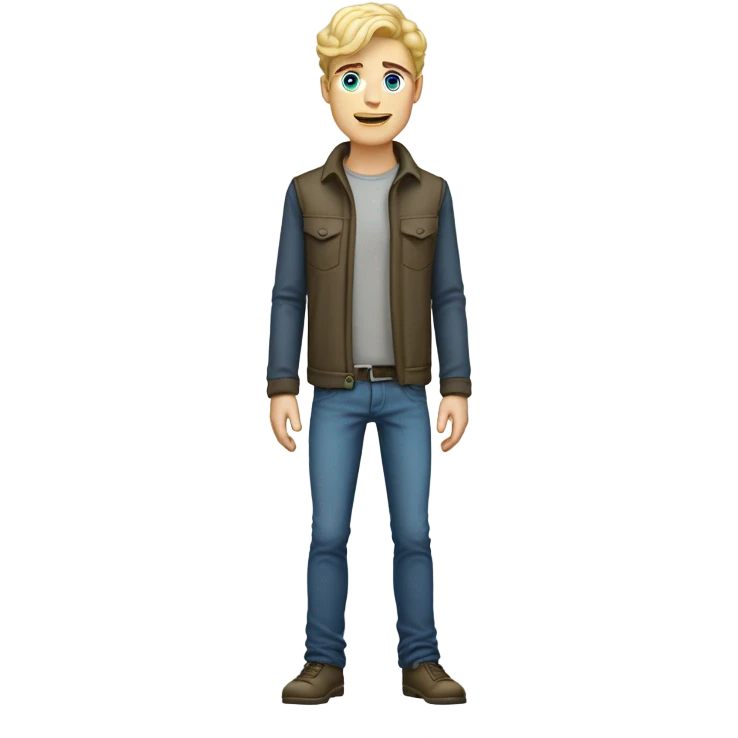 full body standing light curl blonde 30yo man blue eyed pale skin emoji