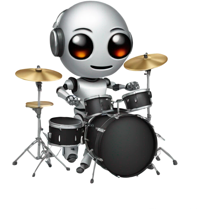 cute robot plays the drum set emoji