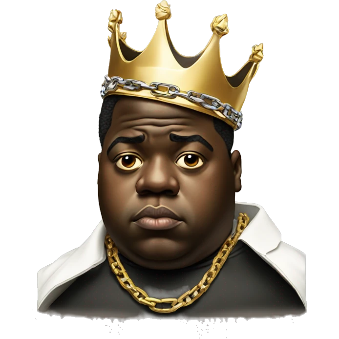 The Notorious BIG with a crown and chains emoji