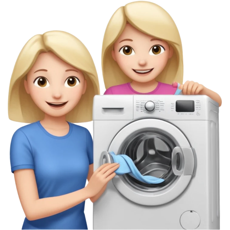 Mother and daughter opening a washing machine door emoji