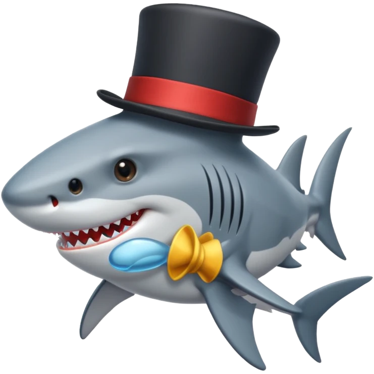 Shark with a top hat emoji