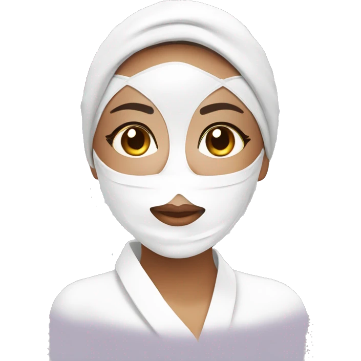 Lady with face mask spa beauty full face relaxing emoji