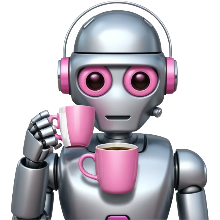 robot drink pink coffee emoji