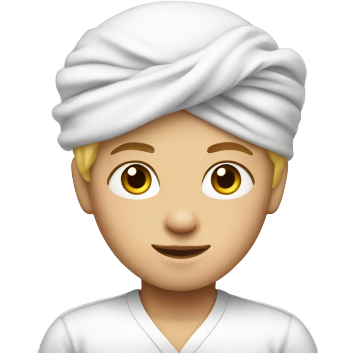 blonde boy in white shirt with turban emoji