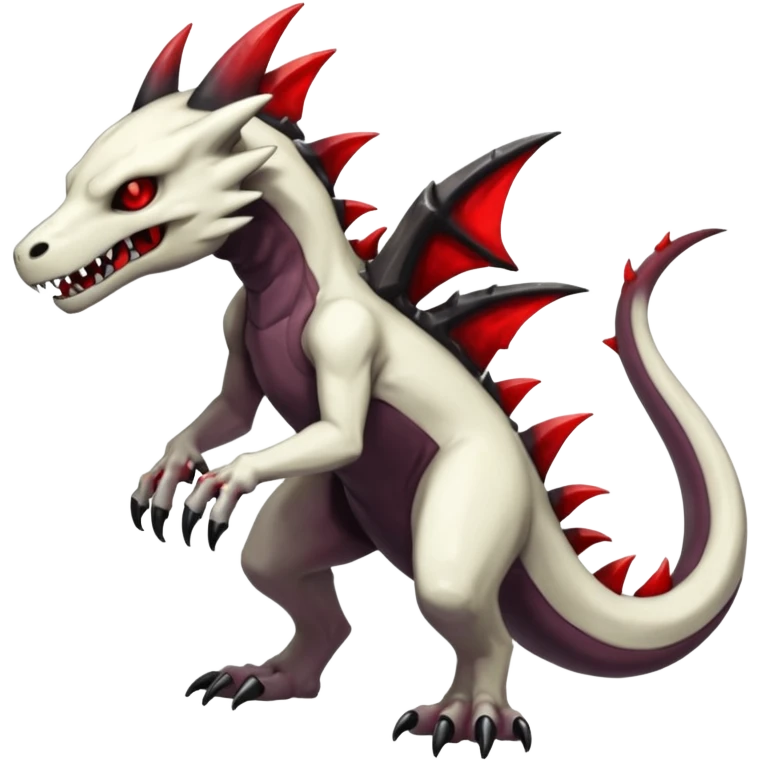 Shiny White Evil Glowing Eldritch Marowak-Salandit-Duskull-Darkdramon-fusion with bloody red markings emoji