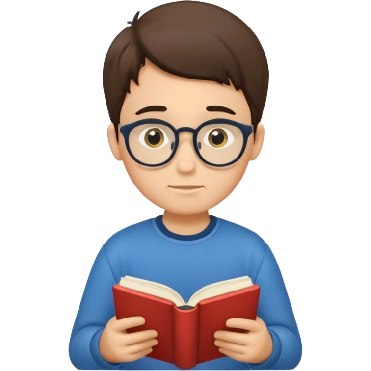 Boy reading books without specs emoji