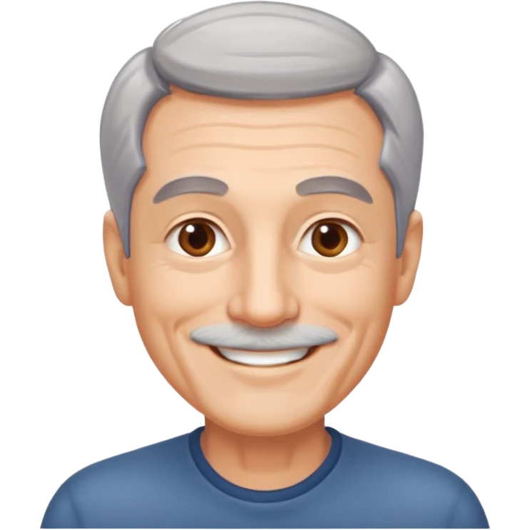Homem de 60 anos cabelo cinza. Rosto sem pelos. emoji