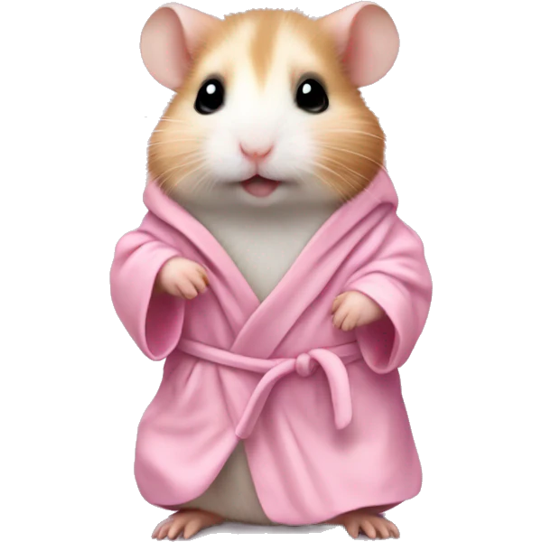 baby hamster in light pink robe full body emoji