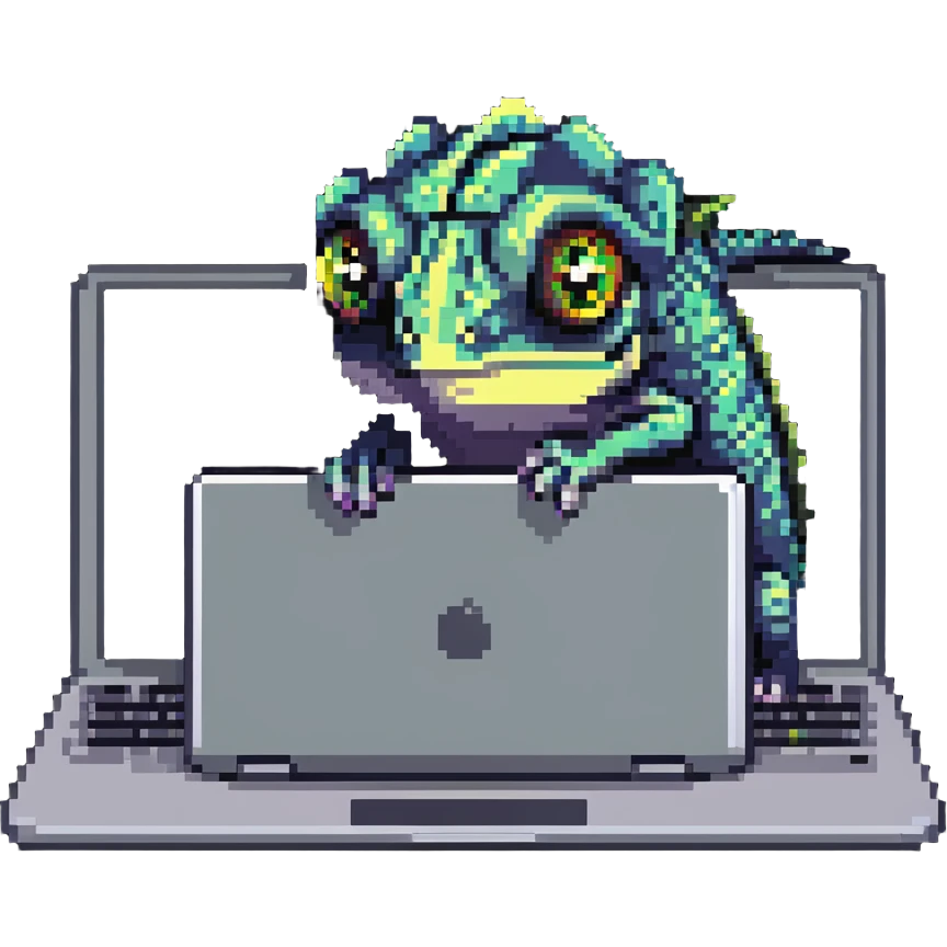 chameleon typing on laptop emoji