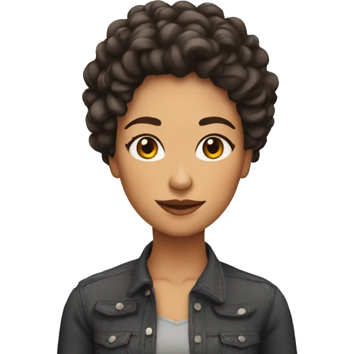 mujer pelo rizado largo moreno emoji