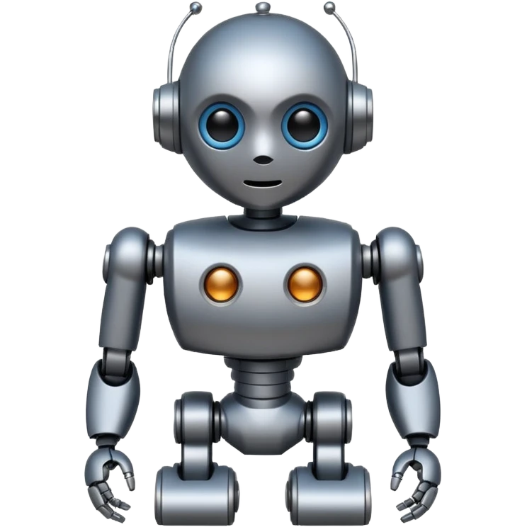 I want atom from reel steel that has gray body with black screen and blue eyes  form the screen and a brown top a  robot his face is the screen  emoji