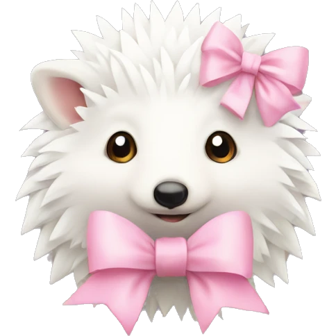 White hedgehog with pastel pink bow emoji