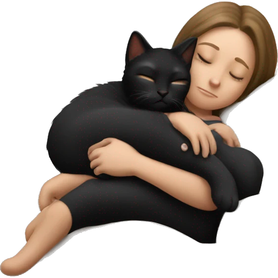 Black kitty sleeping on brunette white girl's lap emoji