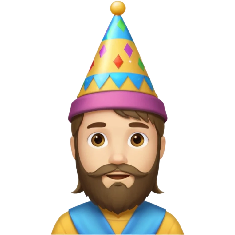 party hatted boy with long hair & bearded emoji