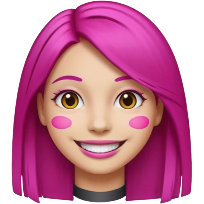 fuchsia charcoal color dyed straight hair on a woman emoji emoji