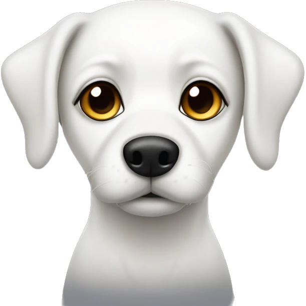 white dog black ears and one black eye emoji
