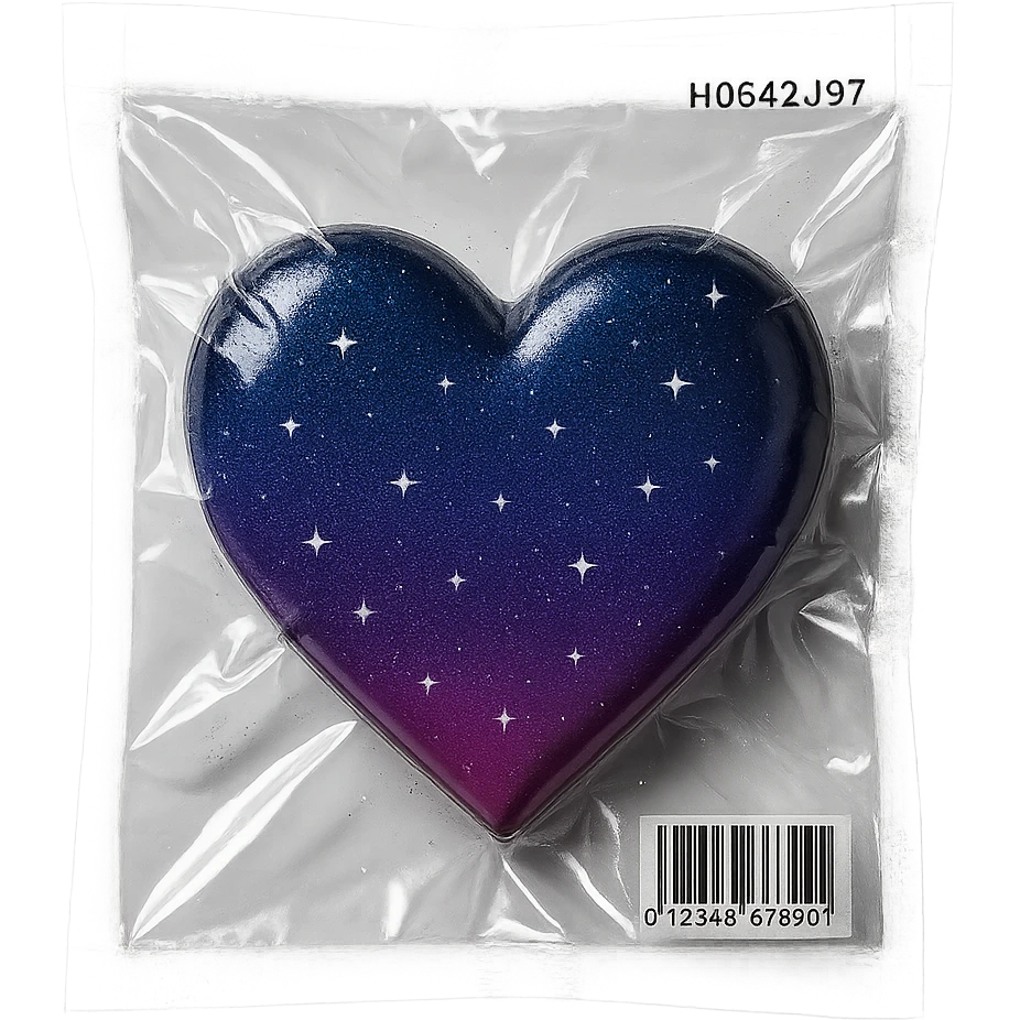 a heart with a night sky gradient, tiny stars scattered emoji