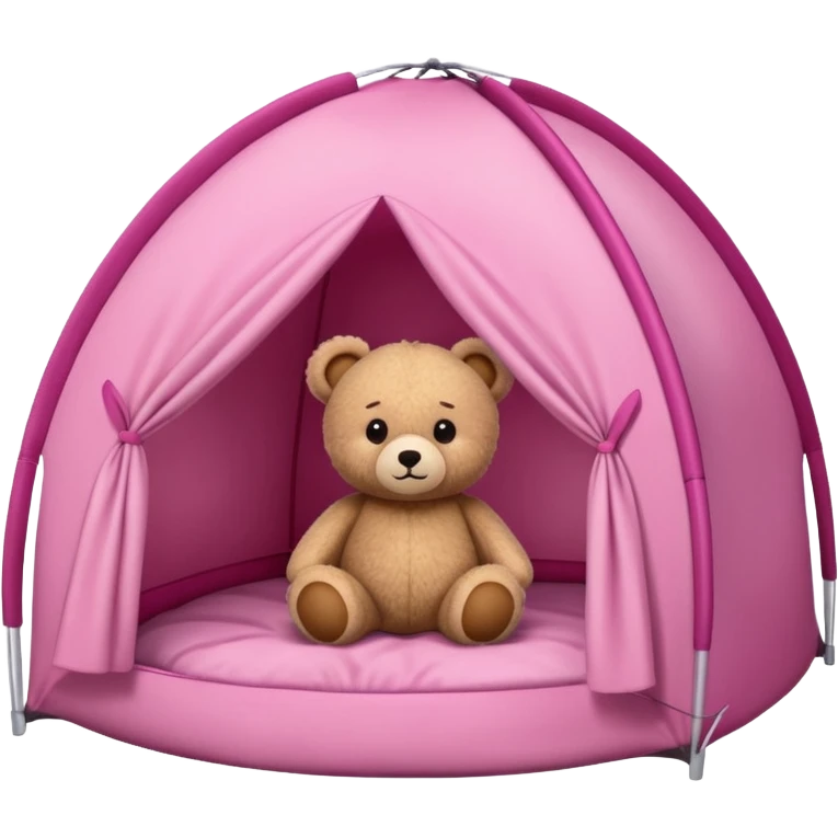  Cute Teddy bear camping pink tent emoji