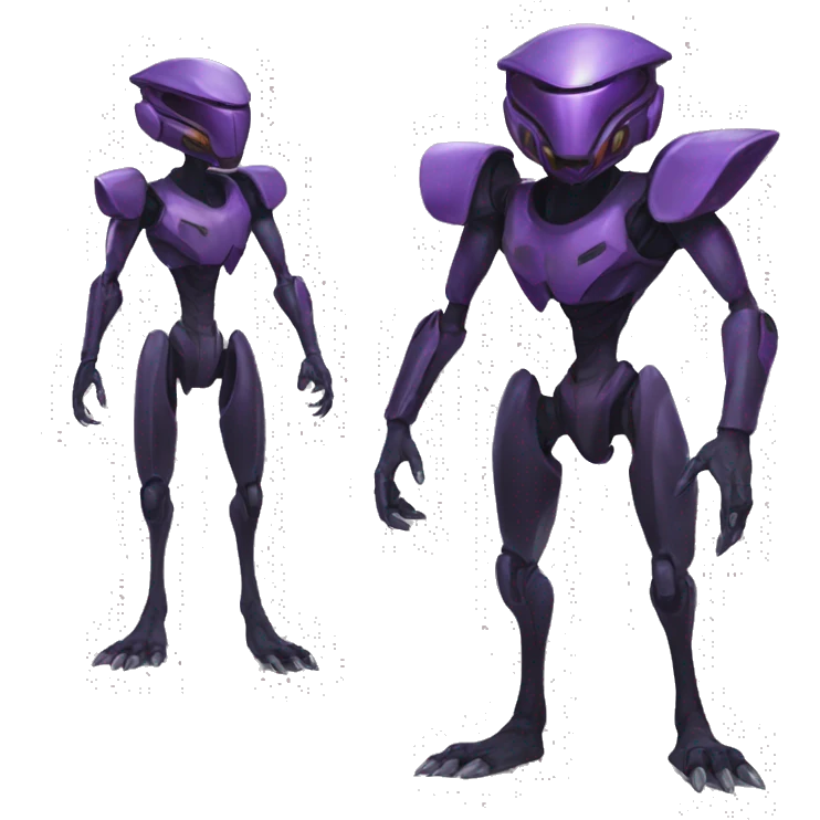 a black Genesect-Raptor-Fakémon—hybrid with a futuristic visor-helmet full body emoji