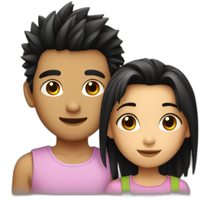 a boy and a girl with short black spiky hair emoji