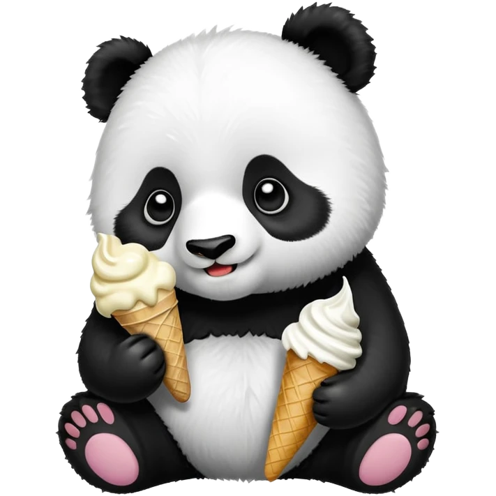 Panda eating ice cream emoji