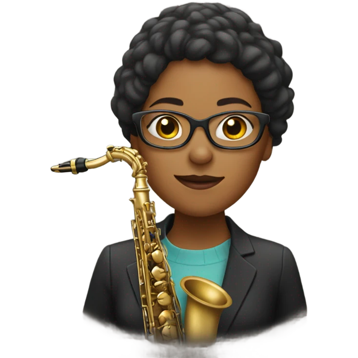woman with glasses playing saxophone emoji